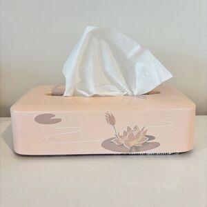 Vintage McGregor 1960's Lotus flower pastel pink tissue box cover made in Japan